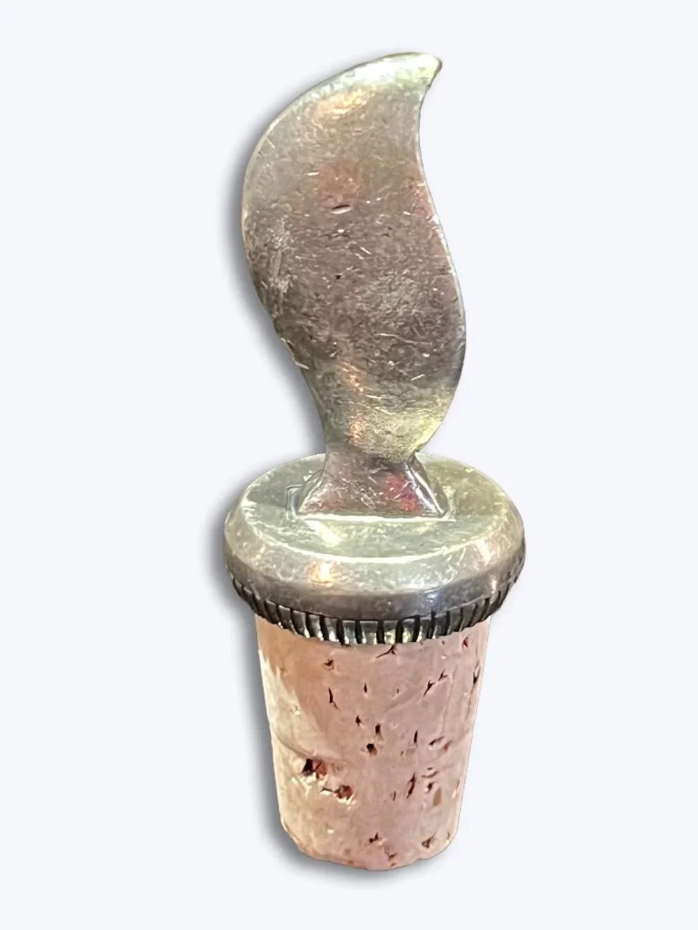 Danforth Pewter Wine Bottle Stopper Leaf Flame Handcrafted Barware Hostess Gift